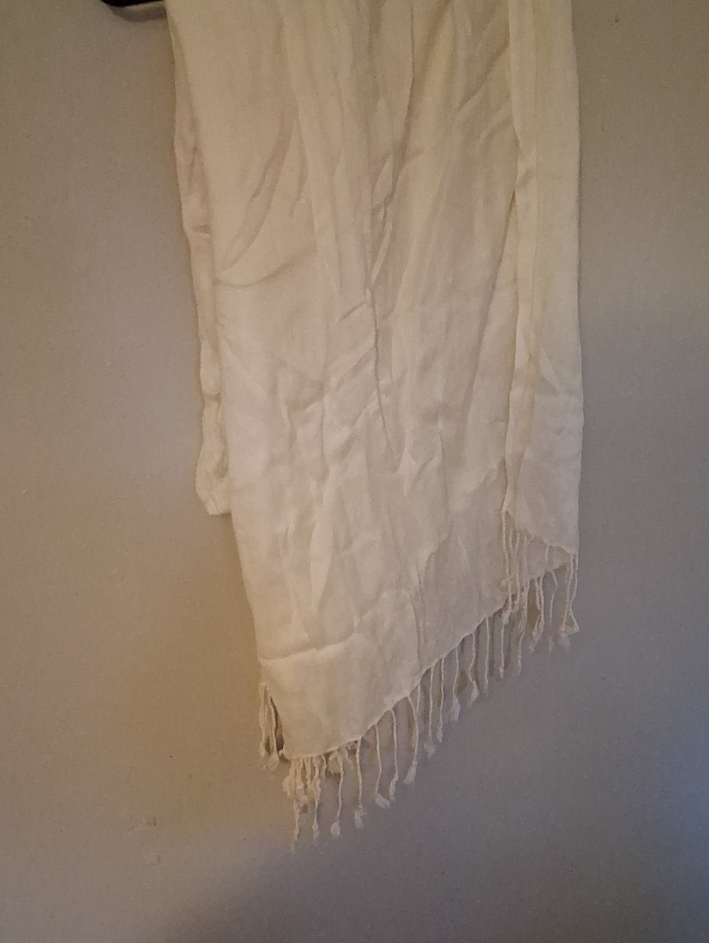 Women's Cream Fringe Shawl Coatigan